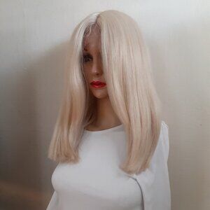 Blonde 613  lace front wig human hair blend 18''